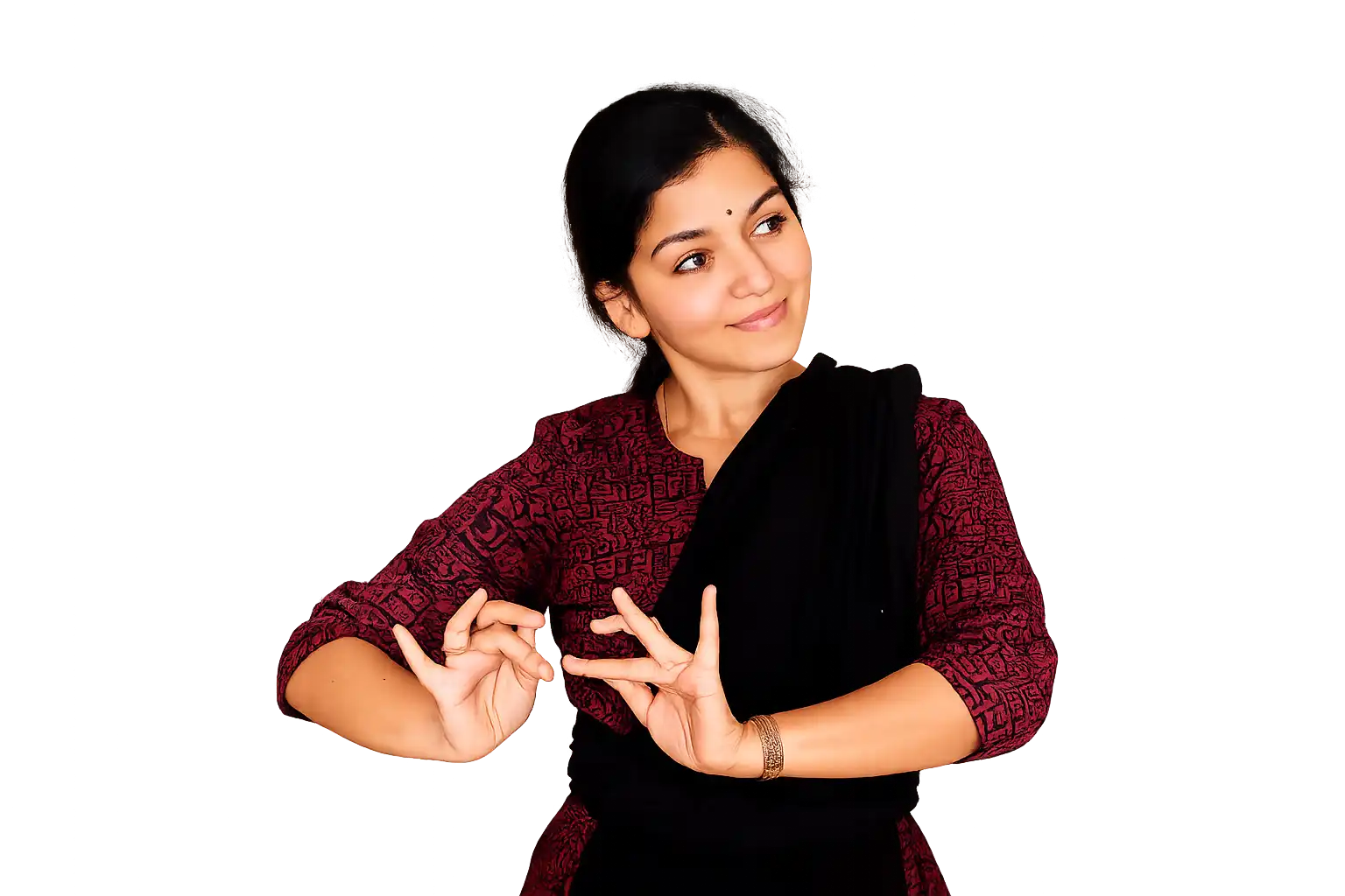 Bharatanatyam dancer in classical pose
